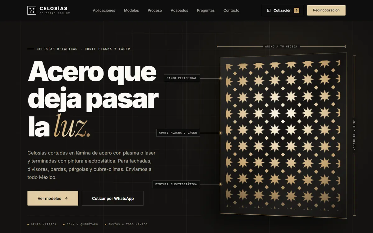 Página de inicio de Celosías