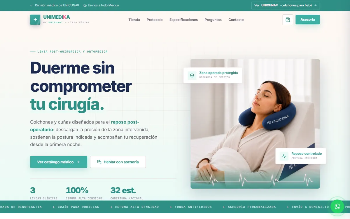 Página de inicio de la tienda Unimedika