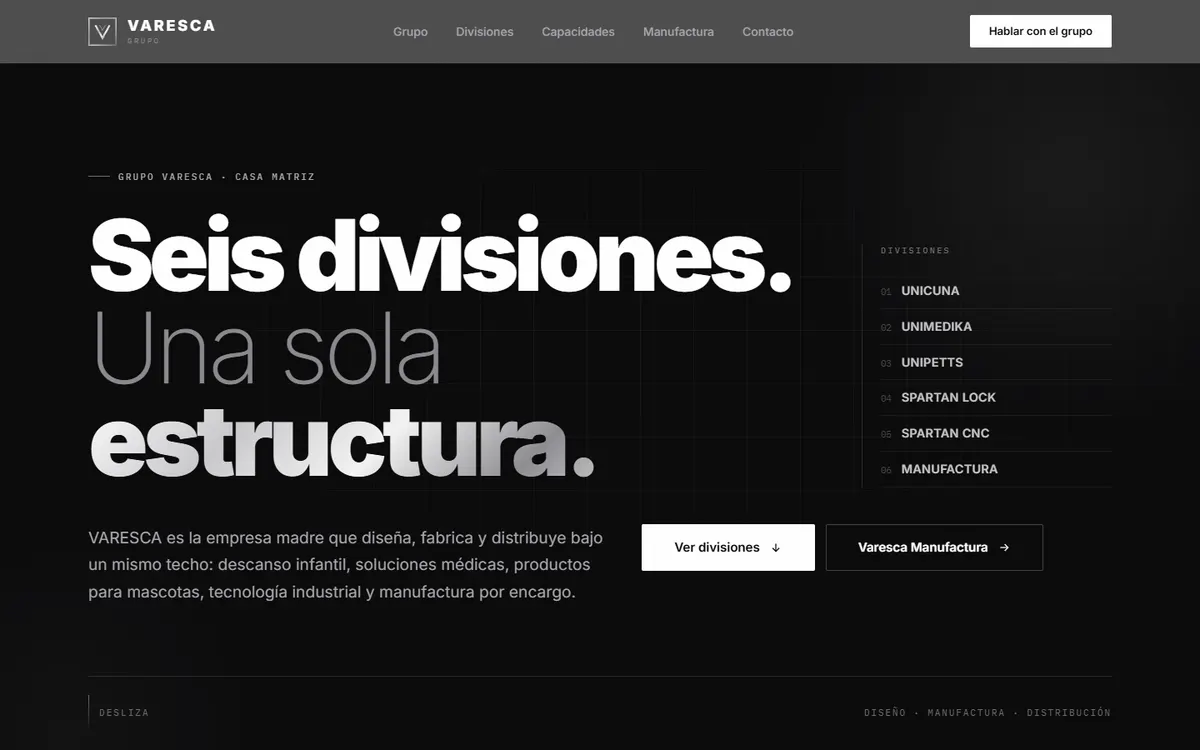 Página de inicio de Grupo VARESCA
