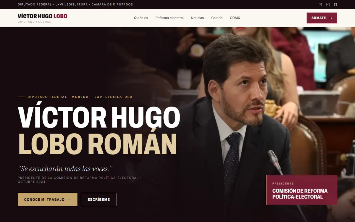 Página de inicio del sitio de Víctor Hugo Lobo